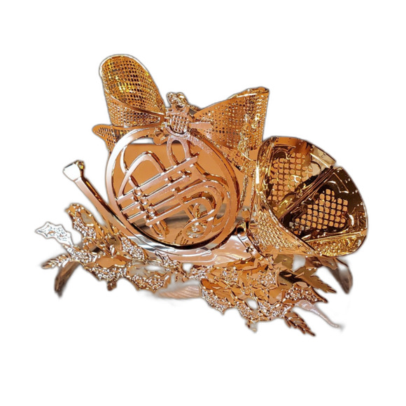 Danbury Mint Vintage 1997 French Horn Christmas Ornament 23kt Gold Brass Boxed - Picture 5 of 8